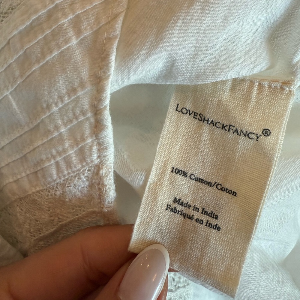LoveShackFancy 100% cotton Weil Lace Inset Maxi Dress White 00 - Picture 9 of 9